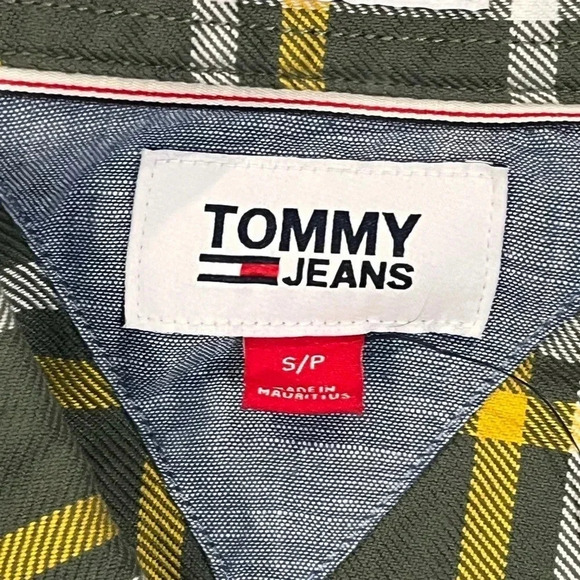 NWT Tommy Hilfiger Mens Miss Green Plaid Check Button Down Flannel Slim Small - Picture 8 of 14